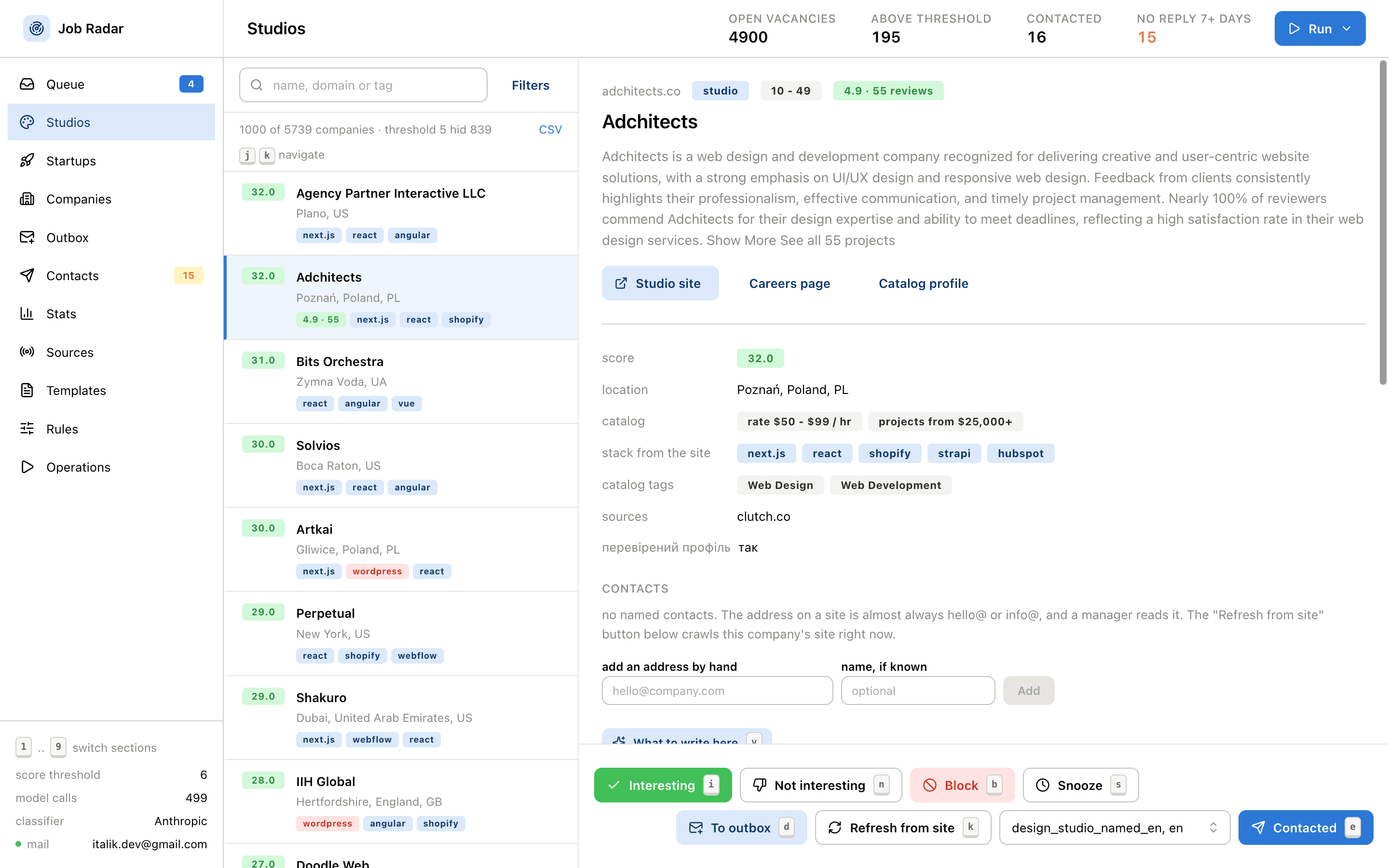 Job Radar: screenshot