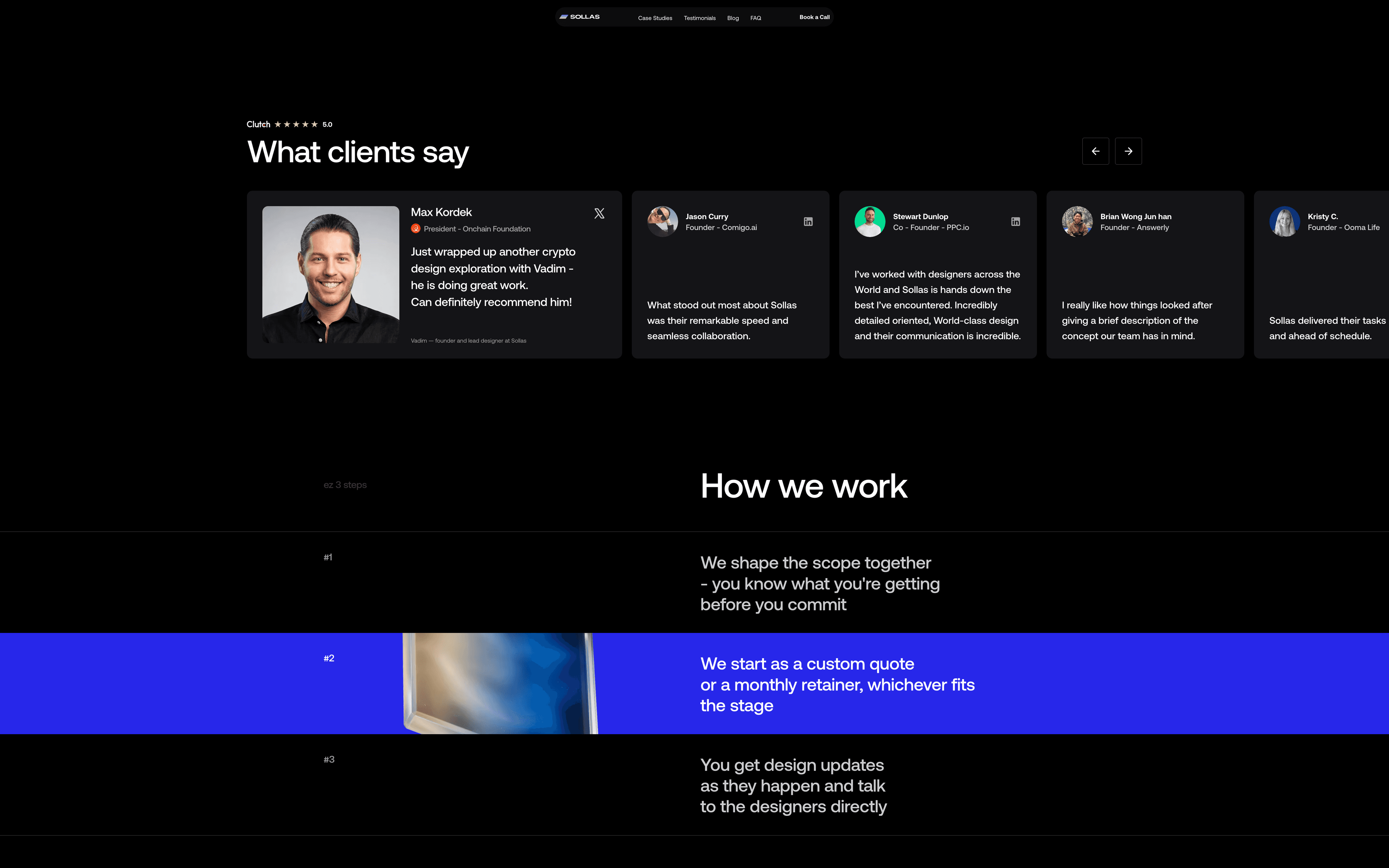 sollas.co: Testimonials and process