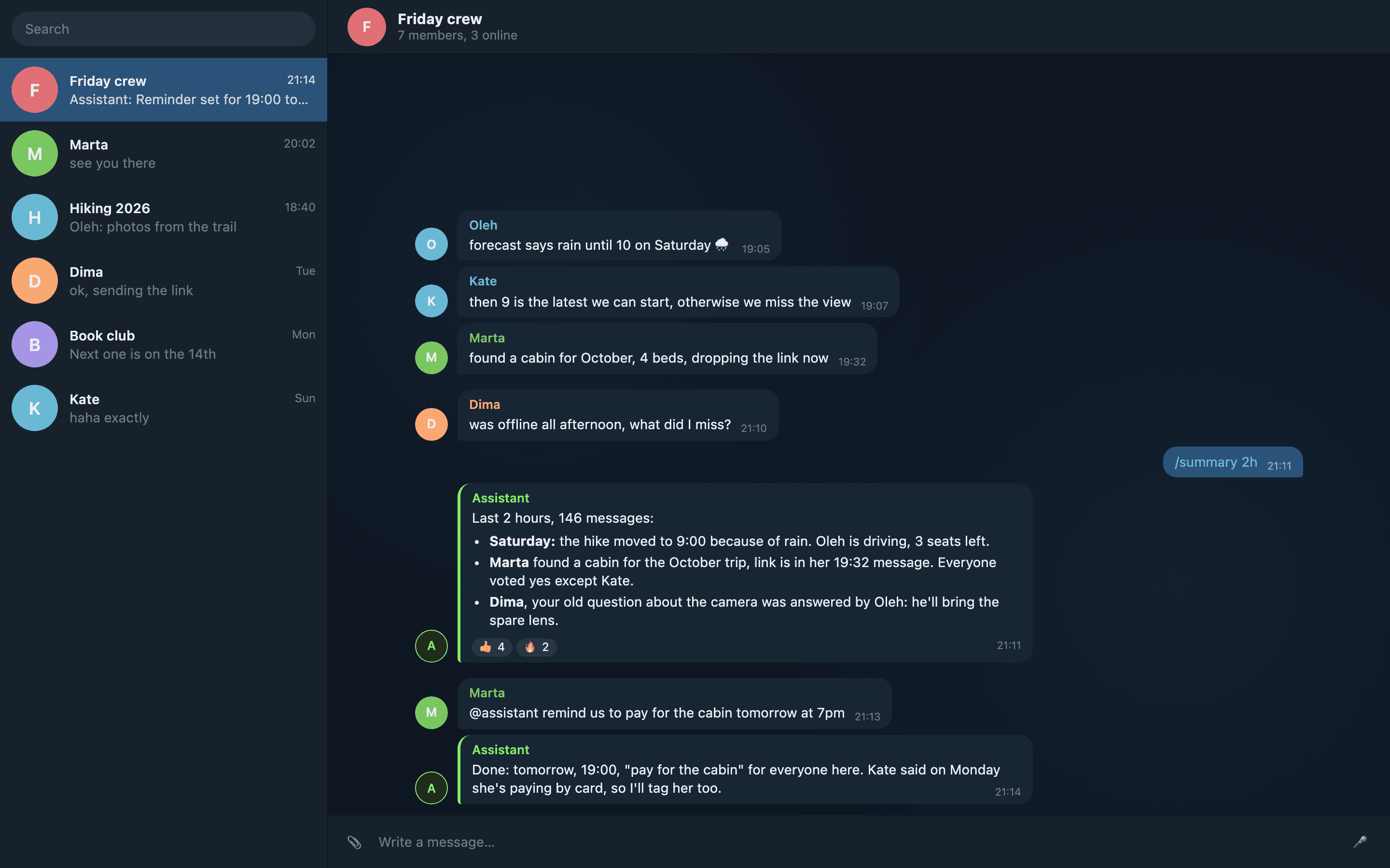 AI Telegram Assistant: screenshot