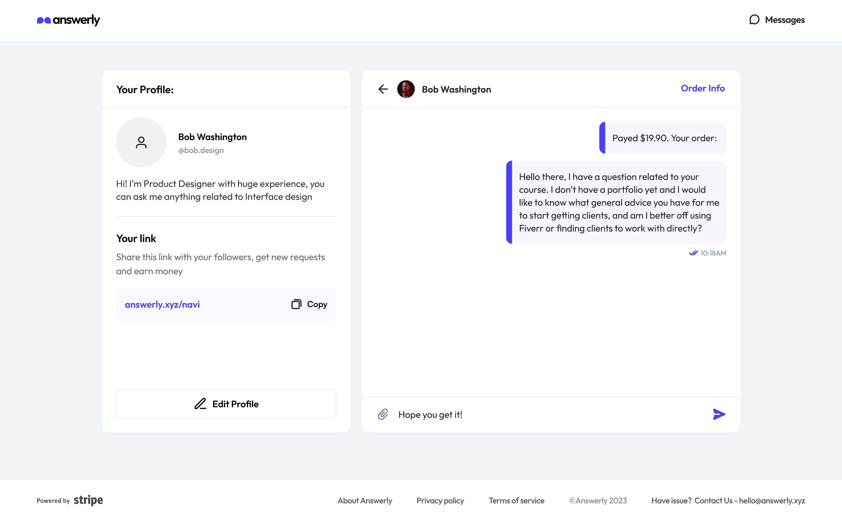 Answerly: Paid question chat