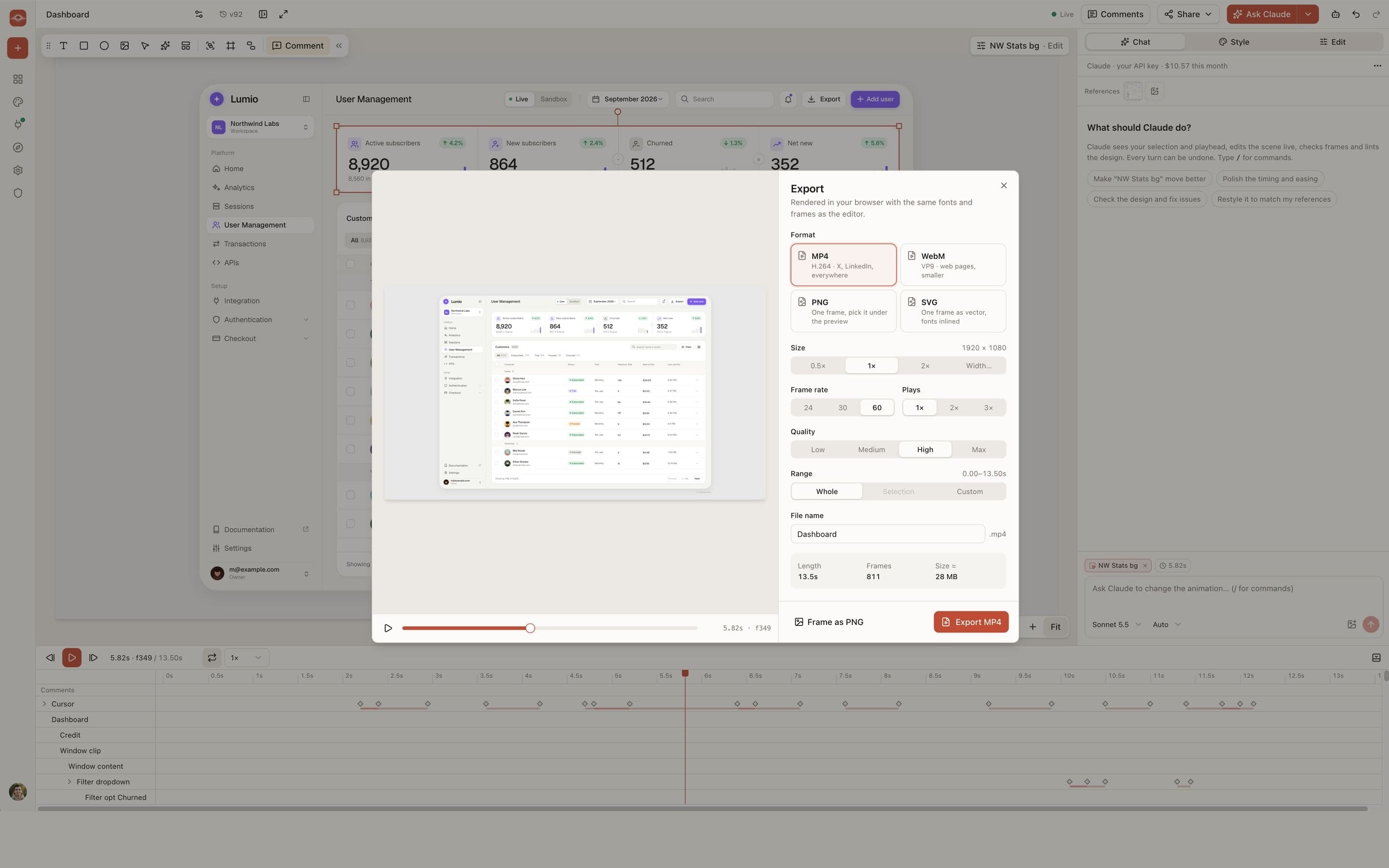 Keyline: Export in the browser